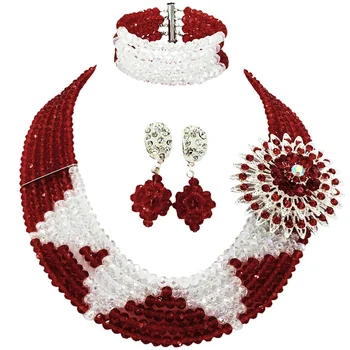 

LAANC Brand Widely Popular Free Delivery Wine Transparent Crystal Party and Daily Beads Women Necklace Earrings Sets 6C-SJ-29