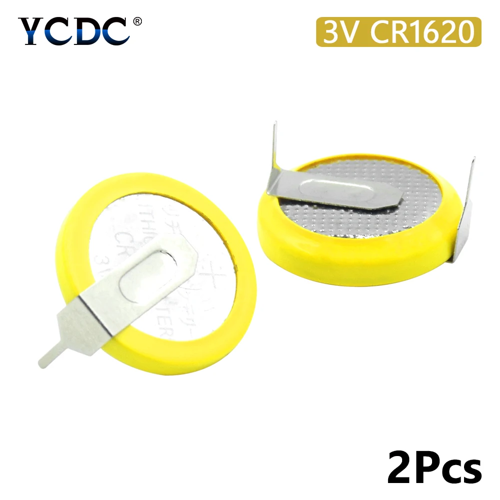 

2x 3V Soldered CR1620 Battery With 2 Pins For Main Board Remote Control Toy mounting pins/tabs single use