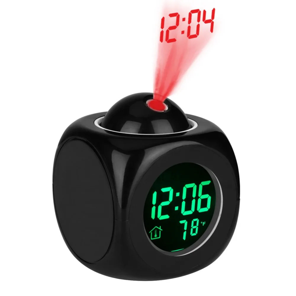 LED Display Modern Projection LED Clock Electronic Desktop Alarm Clock Digital Table Clocks Snooze Function Cables