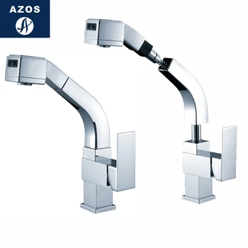 

Azos Pull-out Faucet Rotatable Mixing Valve Brass Chrome Cold and Hot Switch Two Function Continental Basin Shower Room Round CL
