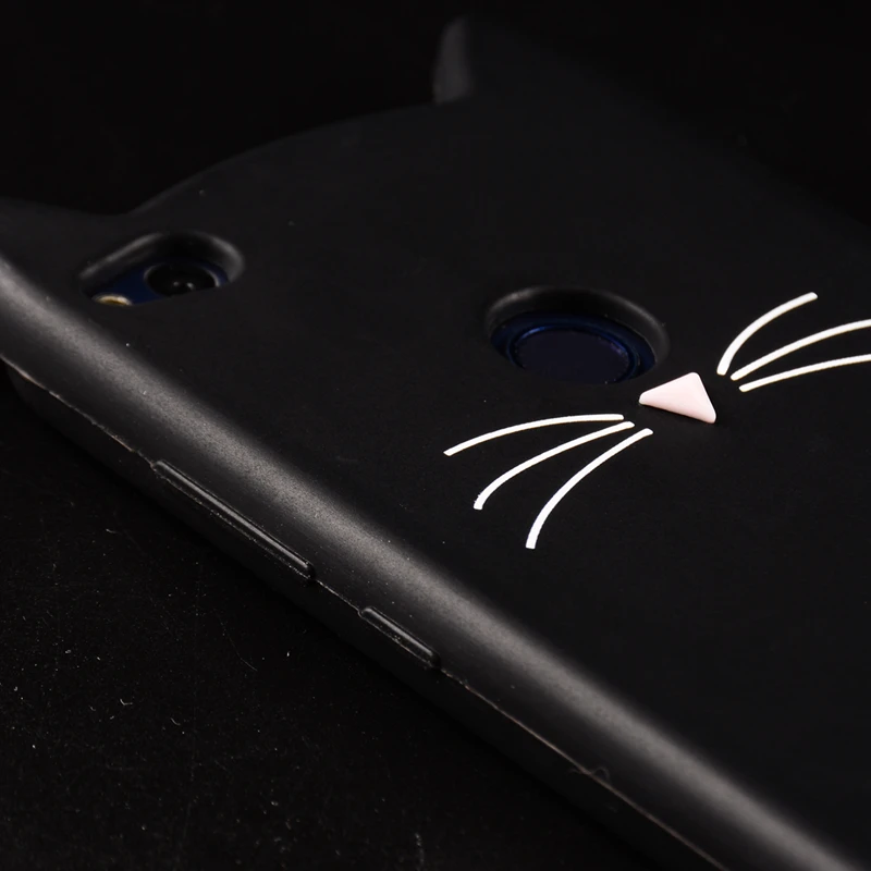 Cat Phone Case For Huawei P8 Lite 2017 Case P9 lite Cover 3D Cute Cartoon Silicone TPU Black Cat Ear Case For HuaweiP8 lite Capa (10)