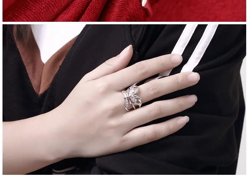 Открытое кольцо с бабочкой, циркониевые 925 пробы, серебряные кольца для женщин, ювелирные изделия, ювелирные изделия Анель Anillos Aneis Bague Anelli, подарок для любви