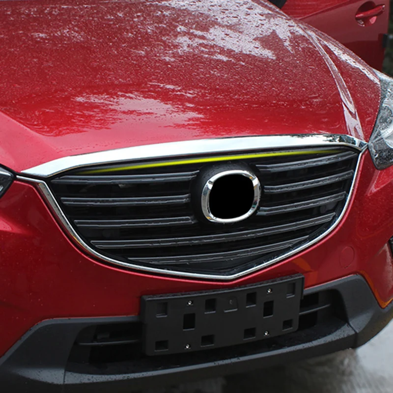 

AX Car Styling Chrome Front Hood Bonnet Grille Grill Lip Cover Trim Bar Molding Protector For Mazda Cx-5 Cx5 2013 2014 2015 2016