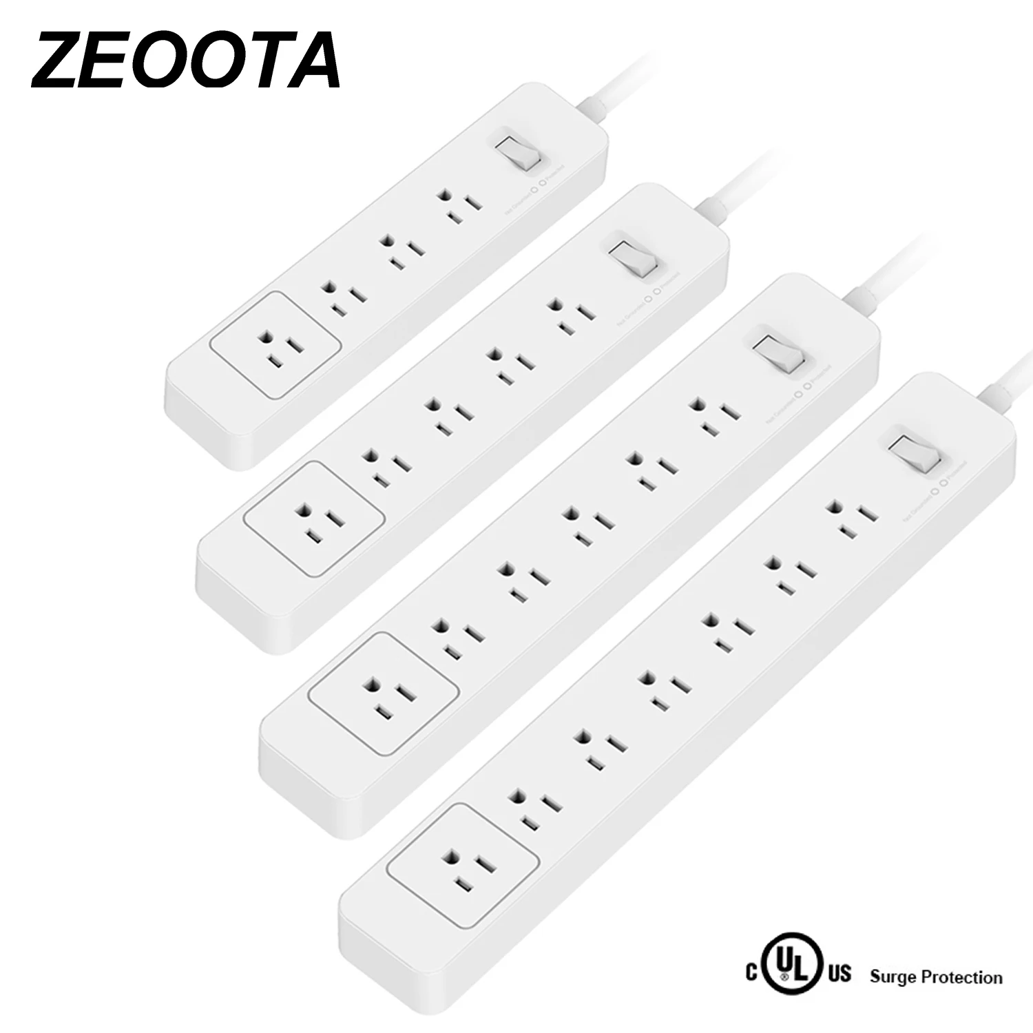 

Desktop Power Strip 4/5/6/7 AC Outlets Sockets US Plug 15A with1.5m Extension Cord Switch Surge Protector Overload Protection