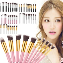 10pcs/Set Pro Eco-friendly Synthetic Hair Anti-fingerprint Cosmetic Makeup Tool Brush Set Eyeshadow Blush Brushes Tools GUB#