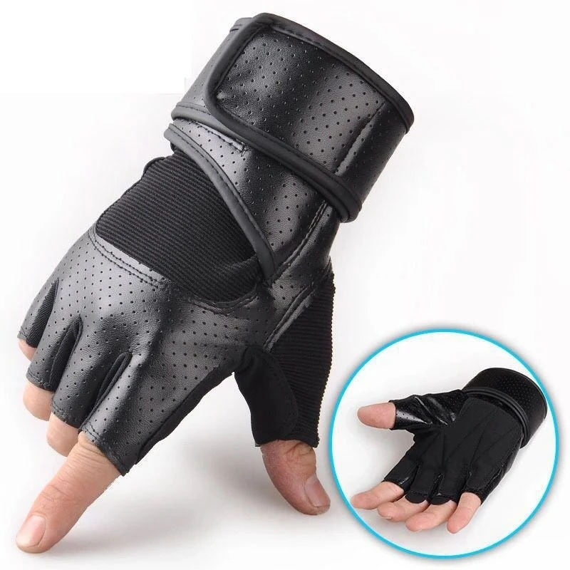 

Men Women Black White PU Half Finger Gloves Outdoor Sports Fittness Gloves Tactical Skidproof Cycling Gloves