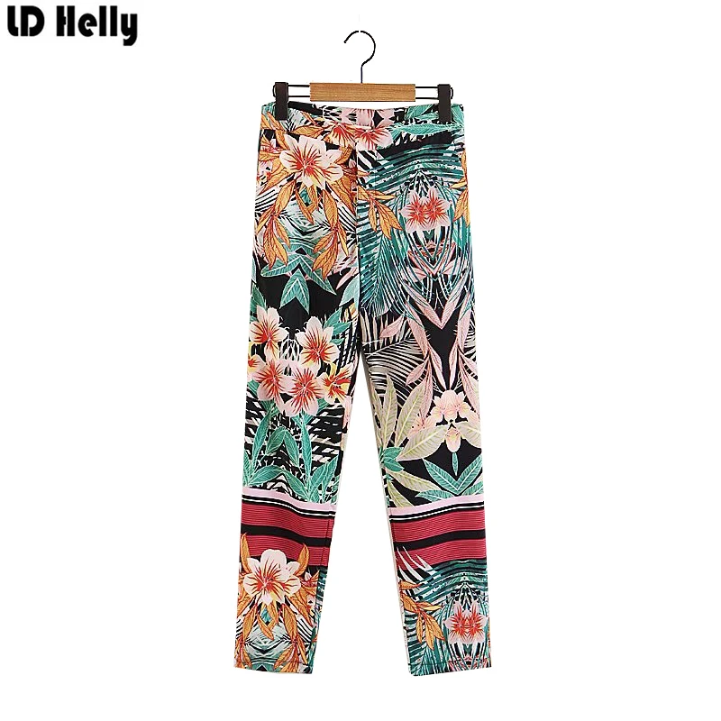 LD Helly модные женские брюки с цветочным принтом европейские прямые удобные