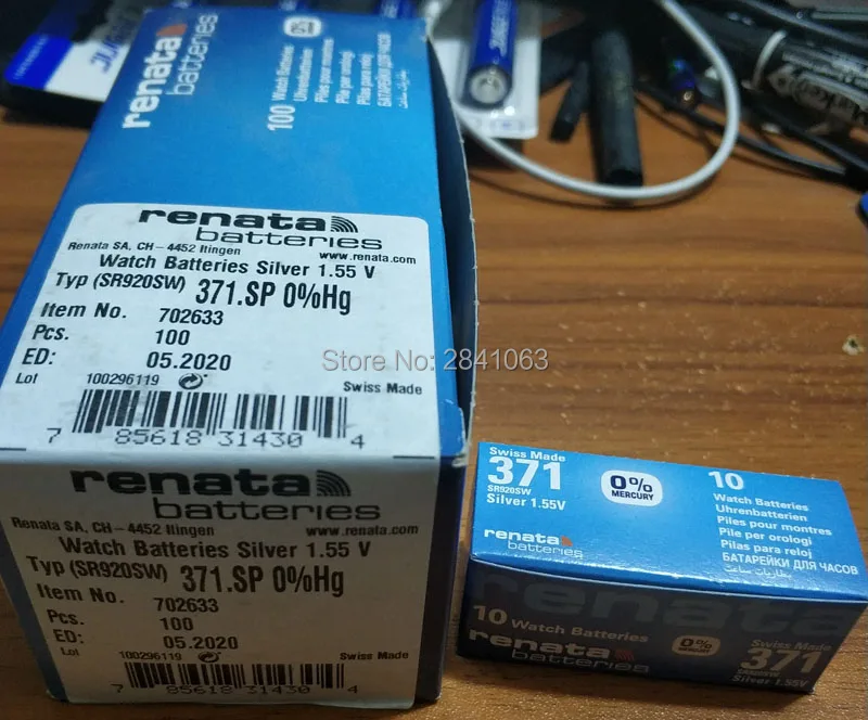 

100pcs renata Silver Oxide Watch Battery 371 SR920SW 920 1.55V 100% original brand renata 371 renata 920 battery
