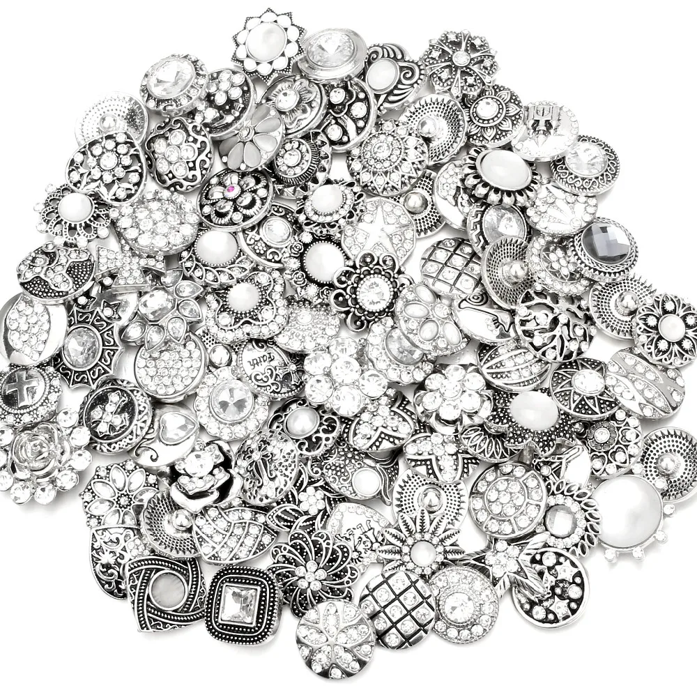 Чистых цветов металлическая застежка со стразами кнопки 20 штук/50 шт смешанные