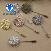 MINGXUAN, 5 шт., 25 мм, выдалбливают, медь, цветок, брошь, основа, установка, отворот, булавка, бутоньерка, брошь для женщин, ювелирные изделия, аксессуары