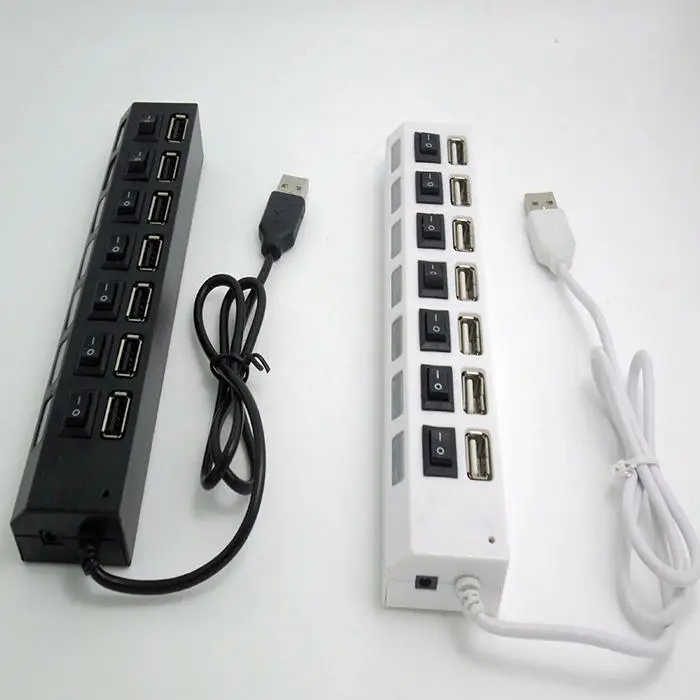 7 usb портов USB 2,0 хаб с домашним, офисным самостоятельным черным 500mA коммутатор 1,5 Мбит/с/12 Мбит/с/480 Мбит/с
