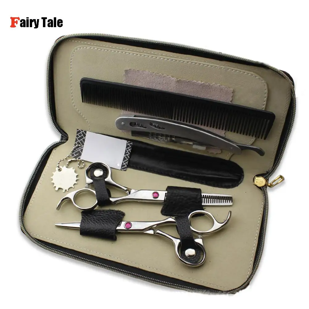 

Professional Hair Cutting Thinning Scissors 6 Inch Shears Barber Salon Hairdressing Set with Razor Comb Hairstyle Styling Tools