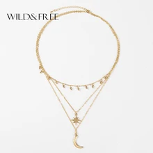 Wild& Free в стиле бохо, ювелирное изделие, многоцветная слоистые бусины колье Цепочки и ожерелья s для Для женщин сексуальный Луна модные кулон Винтаж колье Цепочки и ожерелья