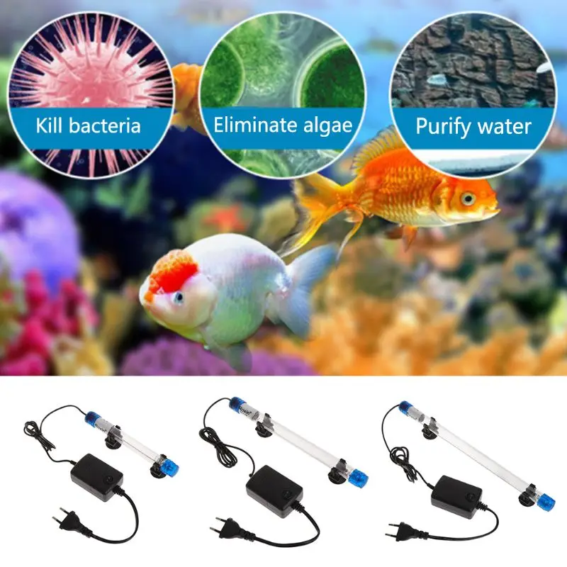 Aquarium UV Light EU Fish Tank Sterilizer Ultraviolet Lamp Submersible