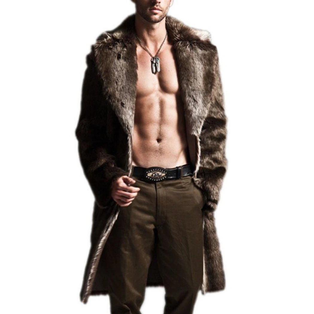 

New Faux Fur Coat Men Winter Thicken Warm Long Jacket Overcoat 2018 Fashion Plus Size Men's Fur Outwear Cardigan Oversized 3XL