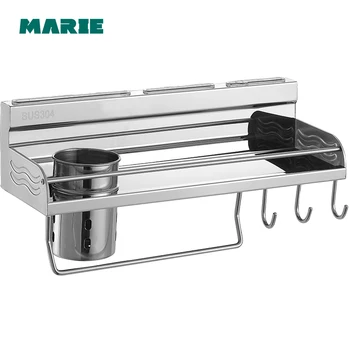 

40cm Bathroom Stainless Steel Europe Style bathroom shelf cosmetic holder bathroom shelf with hooks basket for bathroom shelf