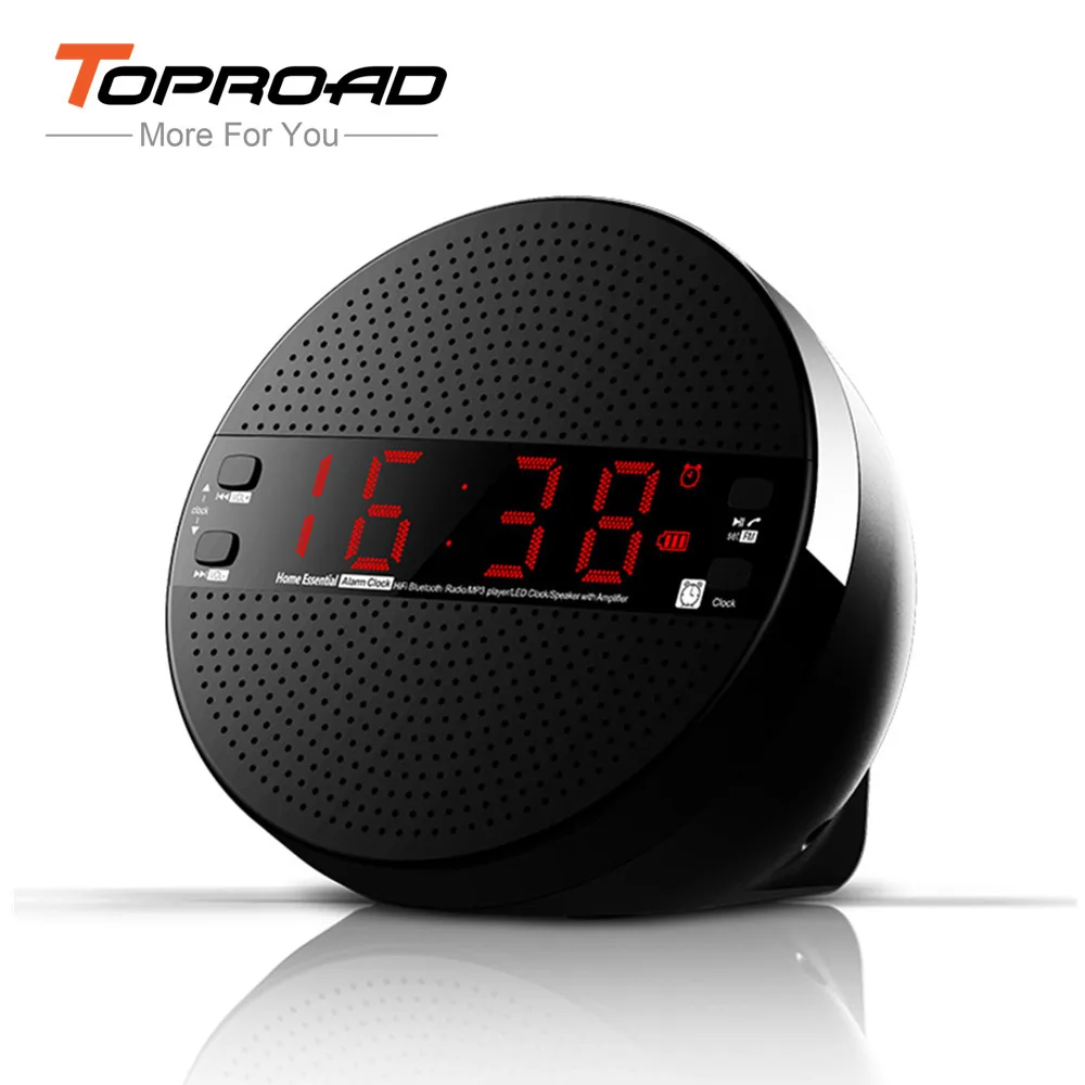 TOPROAD Alarm Clock Bluetooth Speaker with Remote Control FM Radio