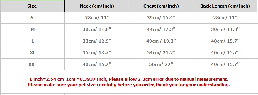 size chart