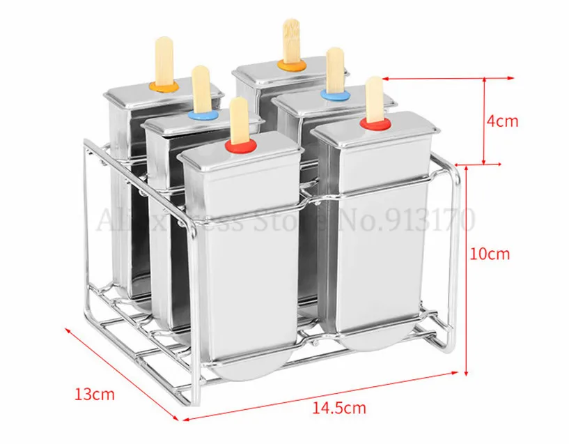 DIY Форма для мороженого из нержавеющей стали, форма для мороженого на палочке, 6 шт./партия, для домашнего мороженого