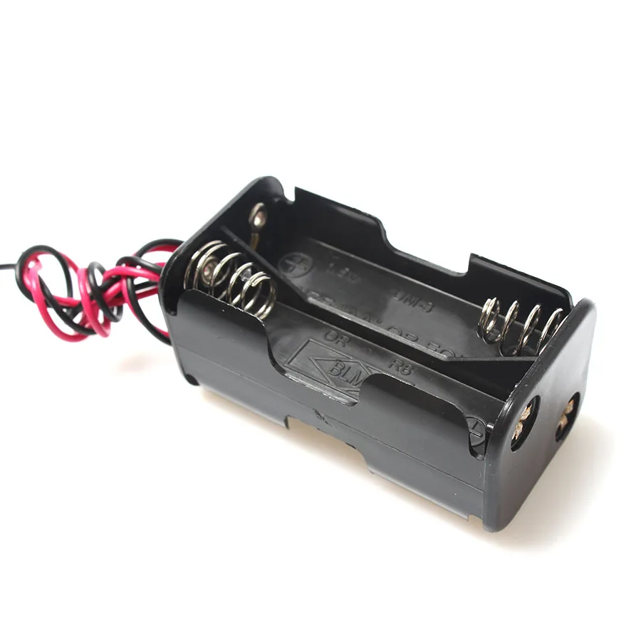 

High Quality Portable Price 2-slot 4 x AA Battery Back To Back Holder Case Box With Wire Leads For Soldering Connecting