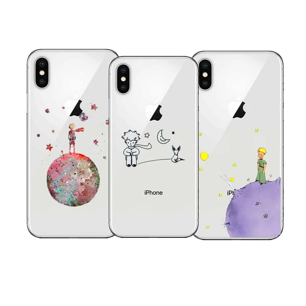 

Cartoon The Little Prince earth space Clear Soft silicone TPU Phone Case For iPhone X XS XR Max 5 6 7 8Plus X XS