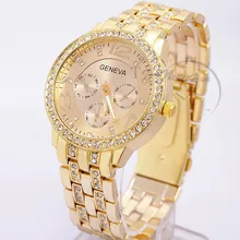 2018 New Famous Brand font b Women b font Gold Geneva Stainless Steel Quartz font b