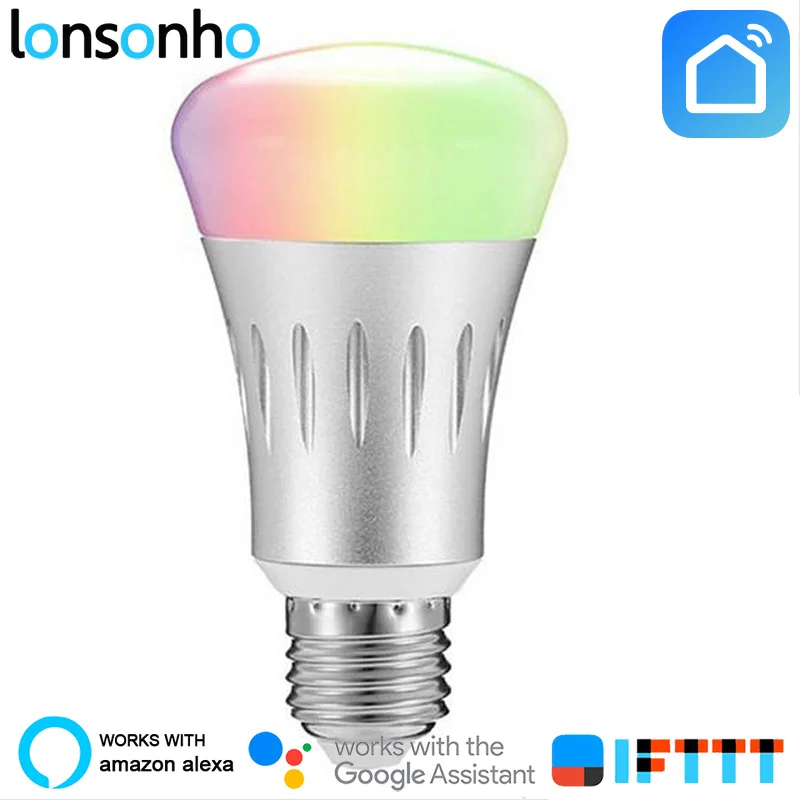 

LonSonHo wifi smart light led lamp bulb E27 Dimmable RGB Colorful remote control smart home automation modules google home alexa