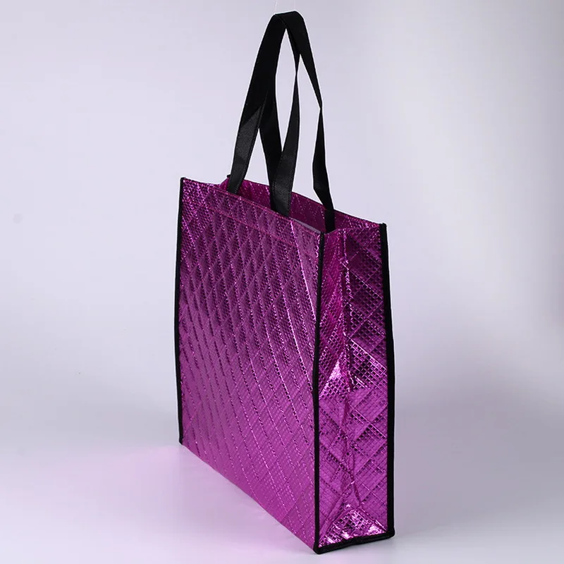 Нетканые металлические хозяйственные сумки, роскошная тканевая сумка, блестящая печать логотипа