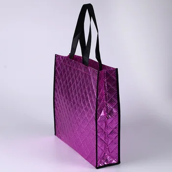 

non woven metallic shopping bags luxury cloth bag shiny logo print