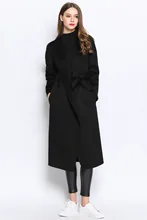 black winter belt 100 cashmere wool blend maxl jacket woolen long coat for women female overcoat casaco feminino manteau femme