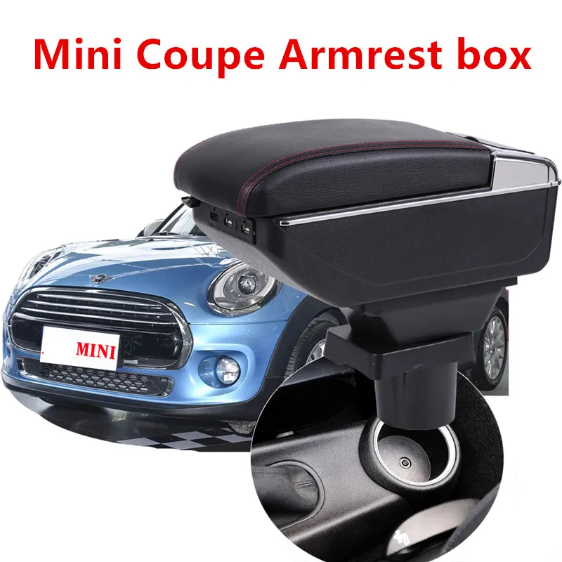 

BIGGEST SPACE+LUXURY+USB Car armrest box central Storage content box with cup holder USB FIT FOR MINI COUPE COOPER