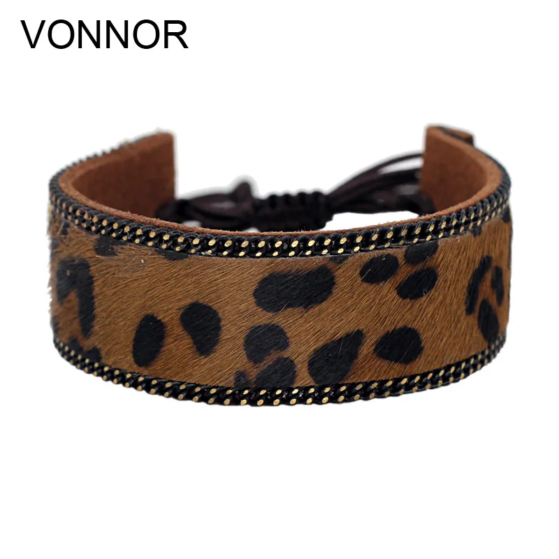 

VONNOR Jewelry Women Leather Bracelets Leopard Pattern Soft Comfortable Female Accessories