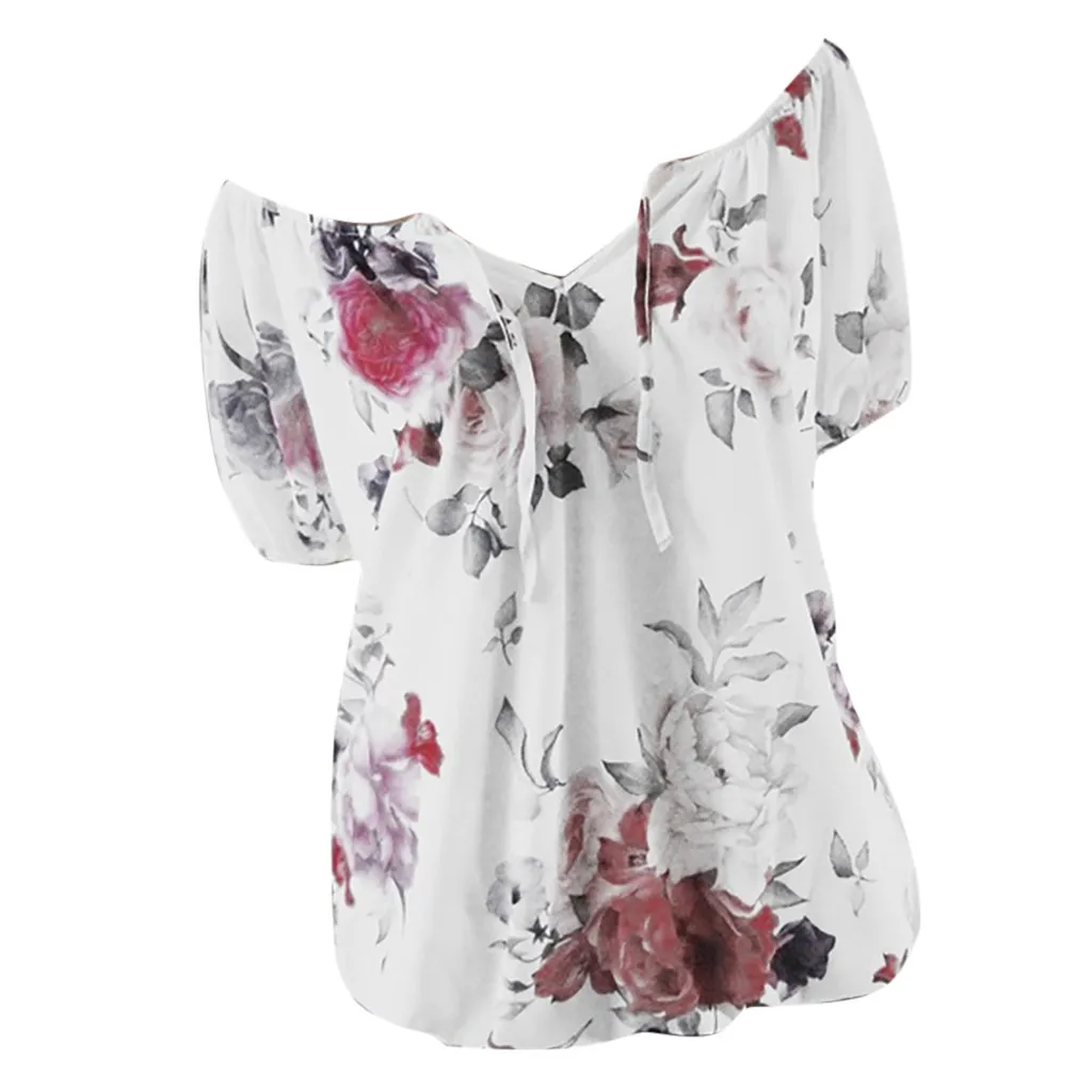 

Plus Size 5xl Harajuku Womens Tops And Blouses Summer Whte Floral Blouse Gothic Women Clothes 2019 Short Sleeve Blouse Blusas