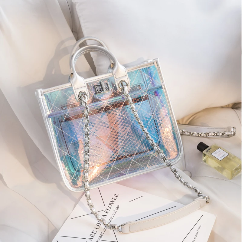 

HK belongs to China-2019 Spring and Summer New Colorful Jelly Bags Clear Shoulder Messenger Bags Women PVC Purses and Handbags