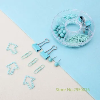 

65pcs/set Decorative Paper Clips Set Push Pin Map Tacks Long Tail Clip Stationery Office School Supplies Gift 3 Colors C26