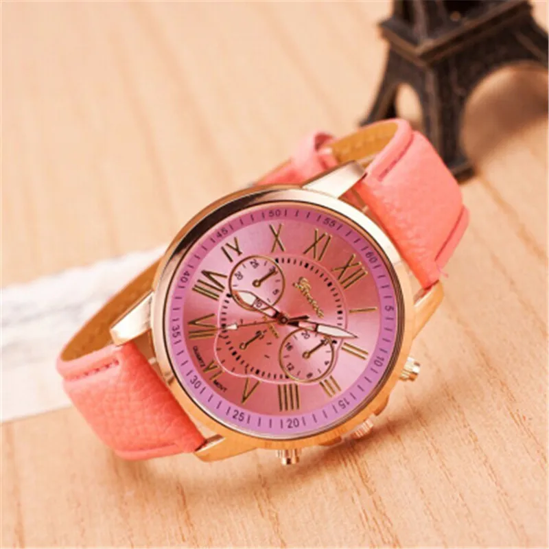 Luxury Brand Leather Quartz Watch Women Ladies Men Fashion Bracelet Wrist Watch Wristwatches Clock relogio feminino masculino - Цвет: pink