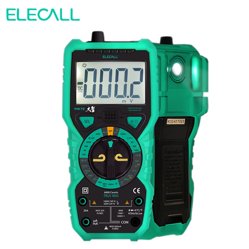 Elecall MK72 Высокоточный True RMS цифровой мультиметр портативный с Температура