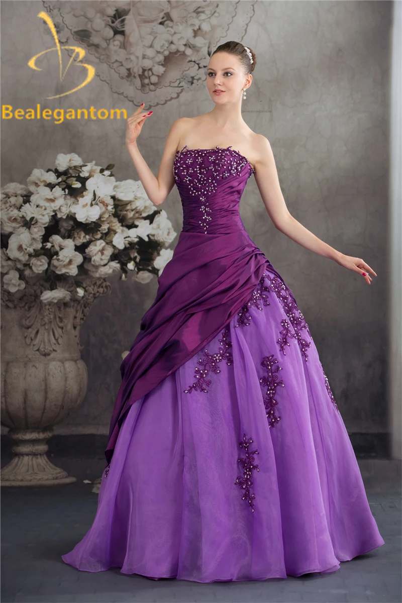 Bealegantom, кружевное фиолетовое бальное платье с аппликацией, бальное платье, бальное платье, платья с бисером, 16 милых платьев, Vestidos De 15 Anos QA1050