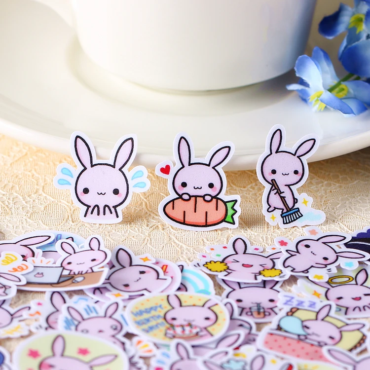 40pcs Creative Kawaii Cute Self-made Rabbit Baby Scrapbooking Stickers /decorative Sticker /DIY Craft Photo Albums 24pcs creative cute self made   and white flowers scrapbooking stickers decorative diy craft photo albums