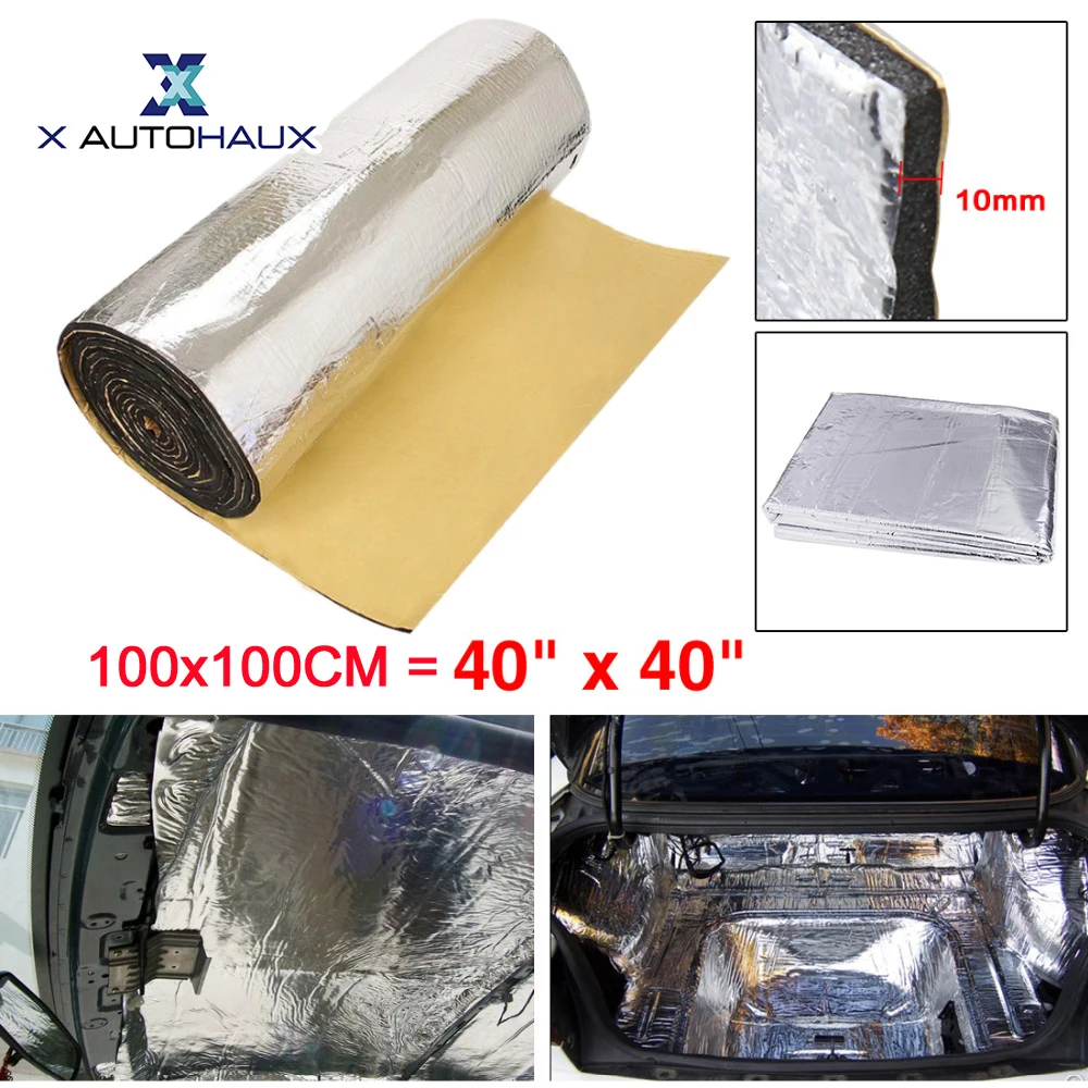 

X AUTOHAUX 394mil 10mm Thickness 10.76sqft 100* 100CM 40"x40" Alumium Foil Car Heat Sound Noise Dampener Deadener Insulation Mat