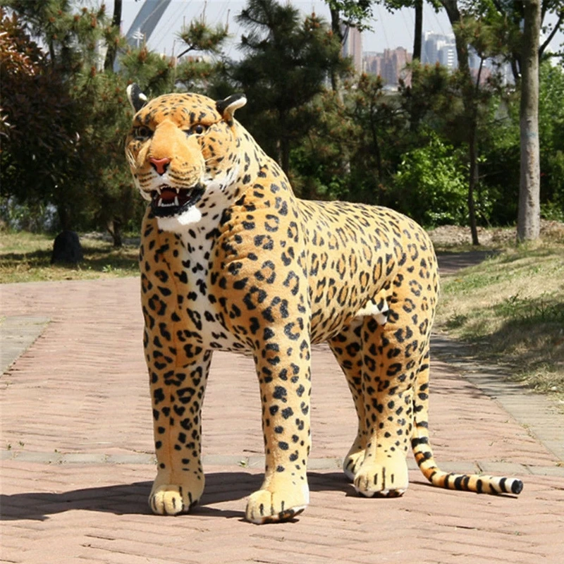 

Dorimytrader Jumbo Simulation Animal Leopard Plush Toy Giant Lifelike Panther House Decoration 43inch 110cm