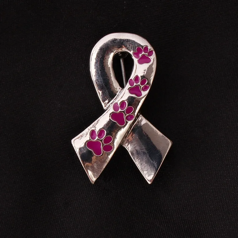 Fashion Simple Letters Design Brooches Scarf Shaped With Purple Dog Paws Cat Kitten Claw Pins For Sweater Pin Gifts | Украшения и