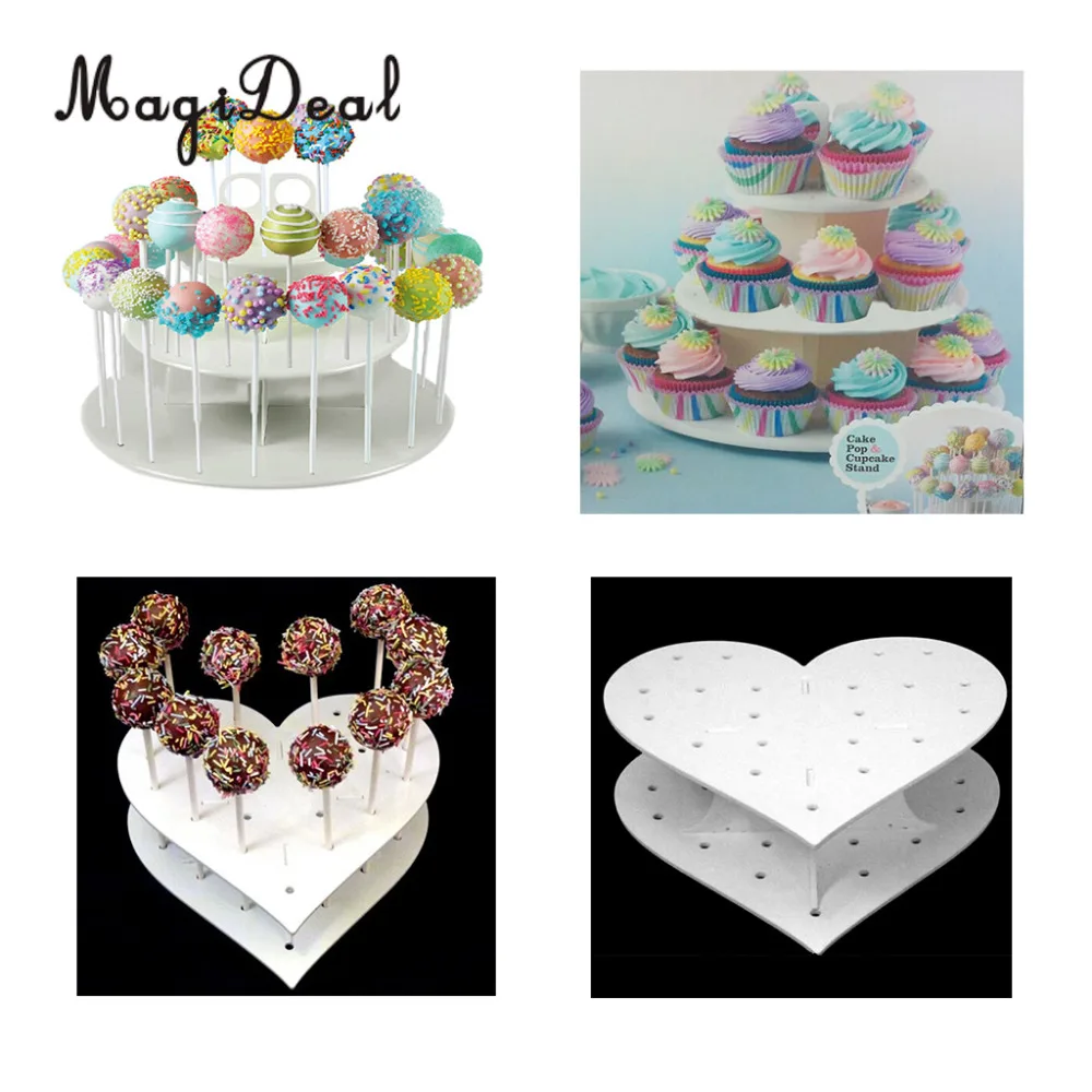 

MagiDeal Acrylic Heart/Round 15 Holes/42 Holes Lollipop Holder Cake Pop Display Stand Wedding Party Decor Candy Stand Cake Tools