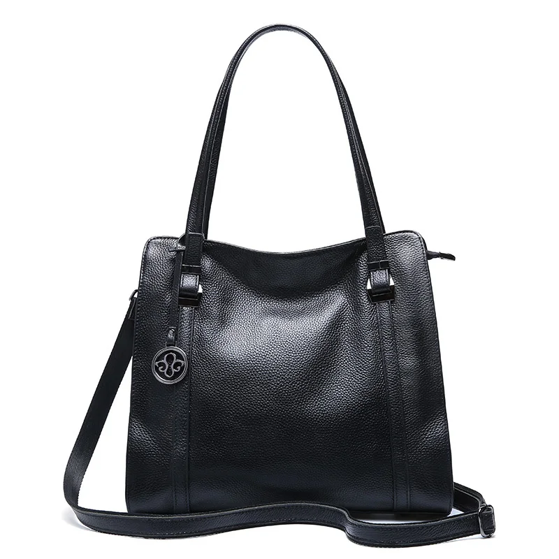 Новые дизайнерские роскошные сумки, женская сумка-тоут, мягкая натуральная кожа, сумка на плечо, женские сумки через плечо из воловьей кожи, женские сумки - Цвет: Black