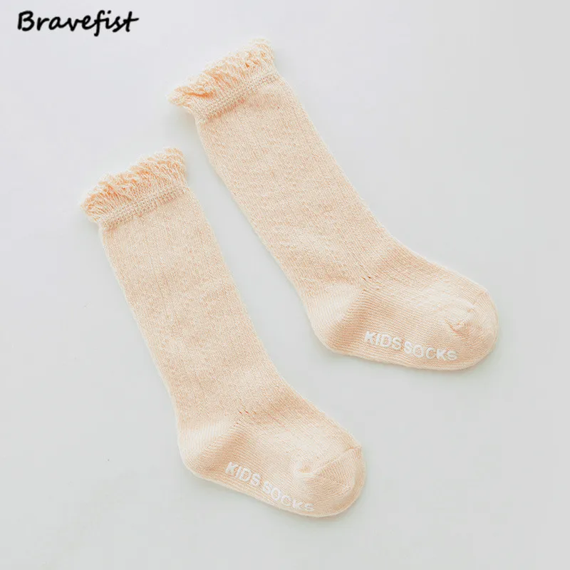0-24Months Мягкий хлопок носки для мальчиков и девочек модные детские носки для новорожденных, детские длинные носки летние тонкие хлопчатобумажные детские носки гетры для малышей - Цвет: Розовый