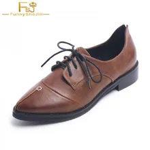 Женская обувь на плоской подошве из натуральной кожи с острым носком в винтажном стиле; оксфорды; повседневная женская обувь на плоской подошве; лоферы; женская обувь; большие размеры; FSJ