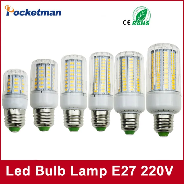 Светодиодные лампы SMD5736 E27 E14 светодиоды свет лампы 50 Вт 40 Вт 30 Вт 25 Вт 15 Вт 12 Вт 7 Вт накаливания заменить 220 В Spotlight кукурузы светодиодные фонари для дома