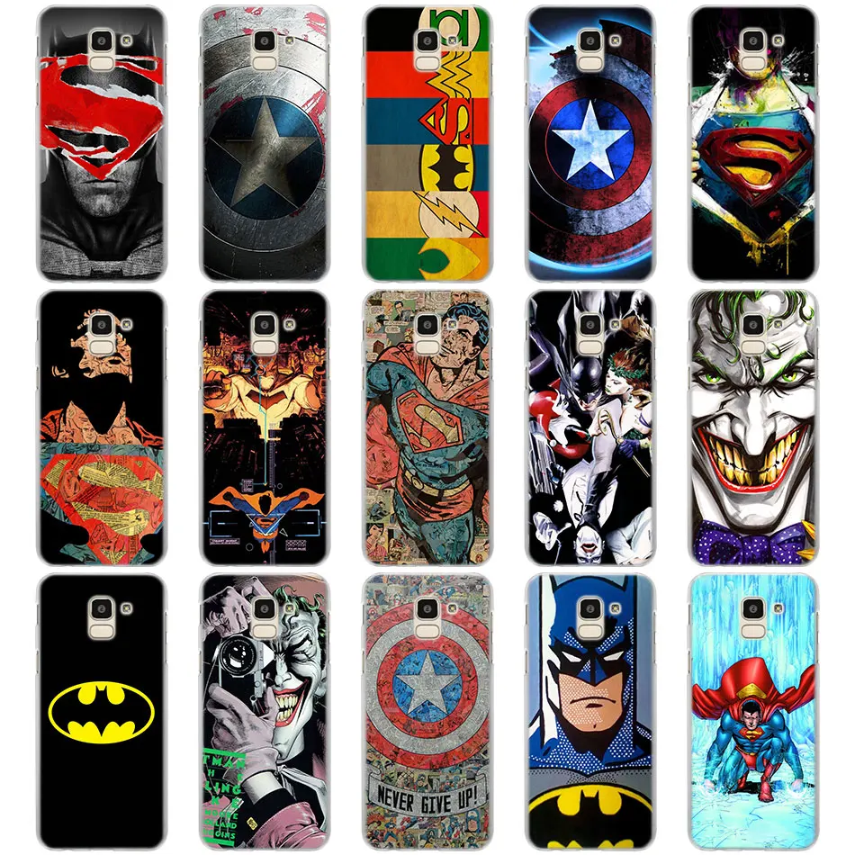 

superman batman joker cases cover for Samsung Galaxy J6 J6 Plus J4 J4 Plus J2 J3 J4 J5 J7 J8 2018 hard PC Phone Cases