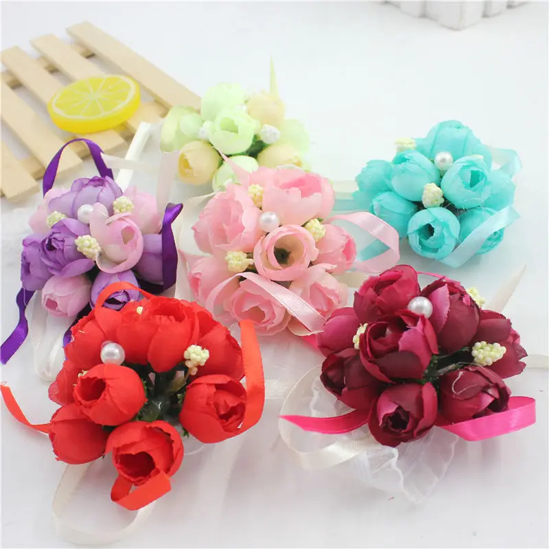 1pcs / lot Romantic Ribbon Simulation Pearls Artificial Flower