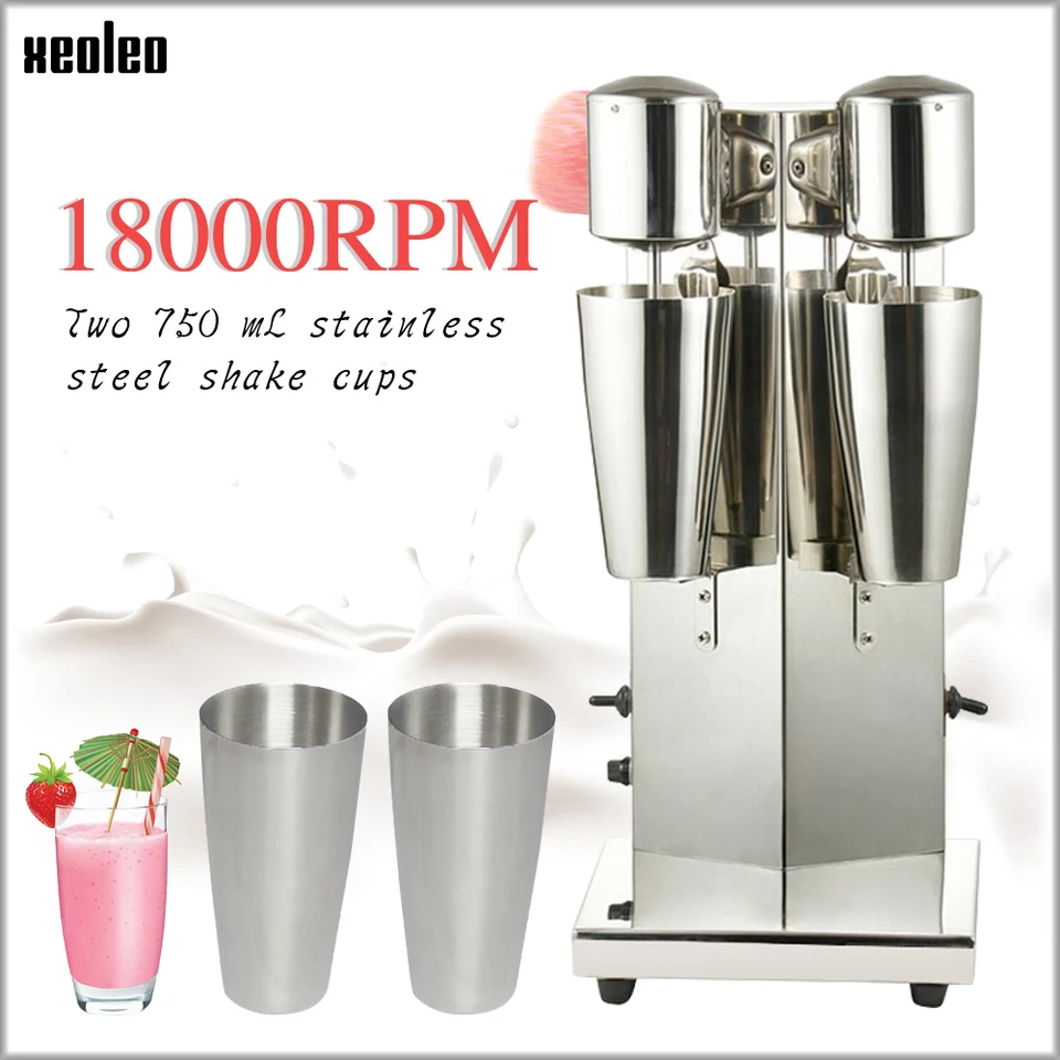 Xeoleo Milkshake machine Stainless Steel Milk Shake Machine Double Head  Drink mixer Make Milks Foam/Milkshake Bubble Tea Machine - AliExpress